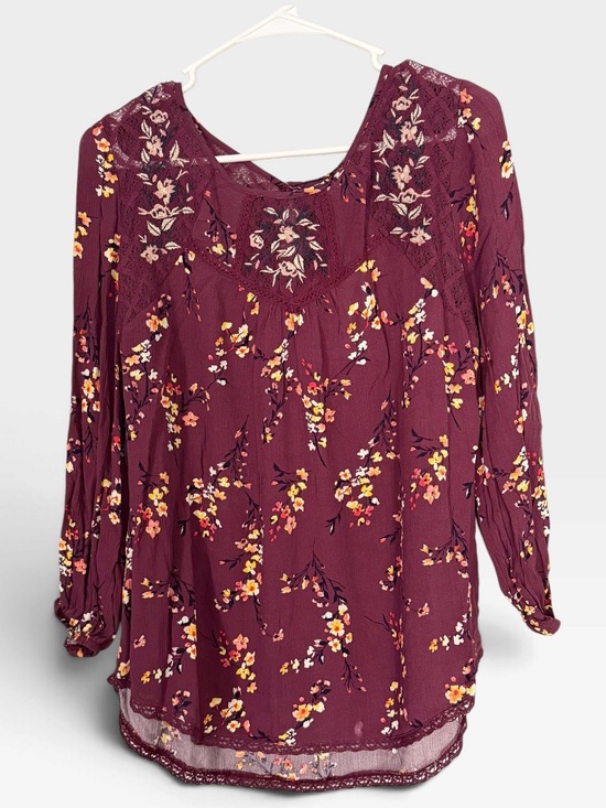 mason & belle Tops - Mason & Belle Women’s Floral Lace Yoke Blouse - Purple Large  NWT PTP 22”